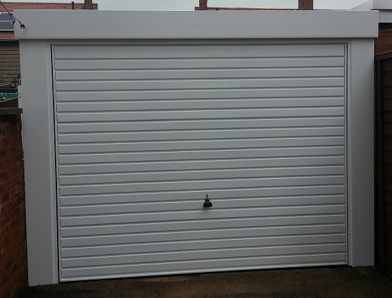 Picture of installed Horizontal-Rib up & over garage door  